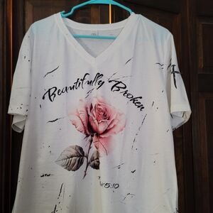 Beautifully Broken White Rose Graphic Tee